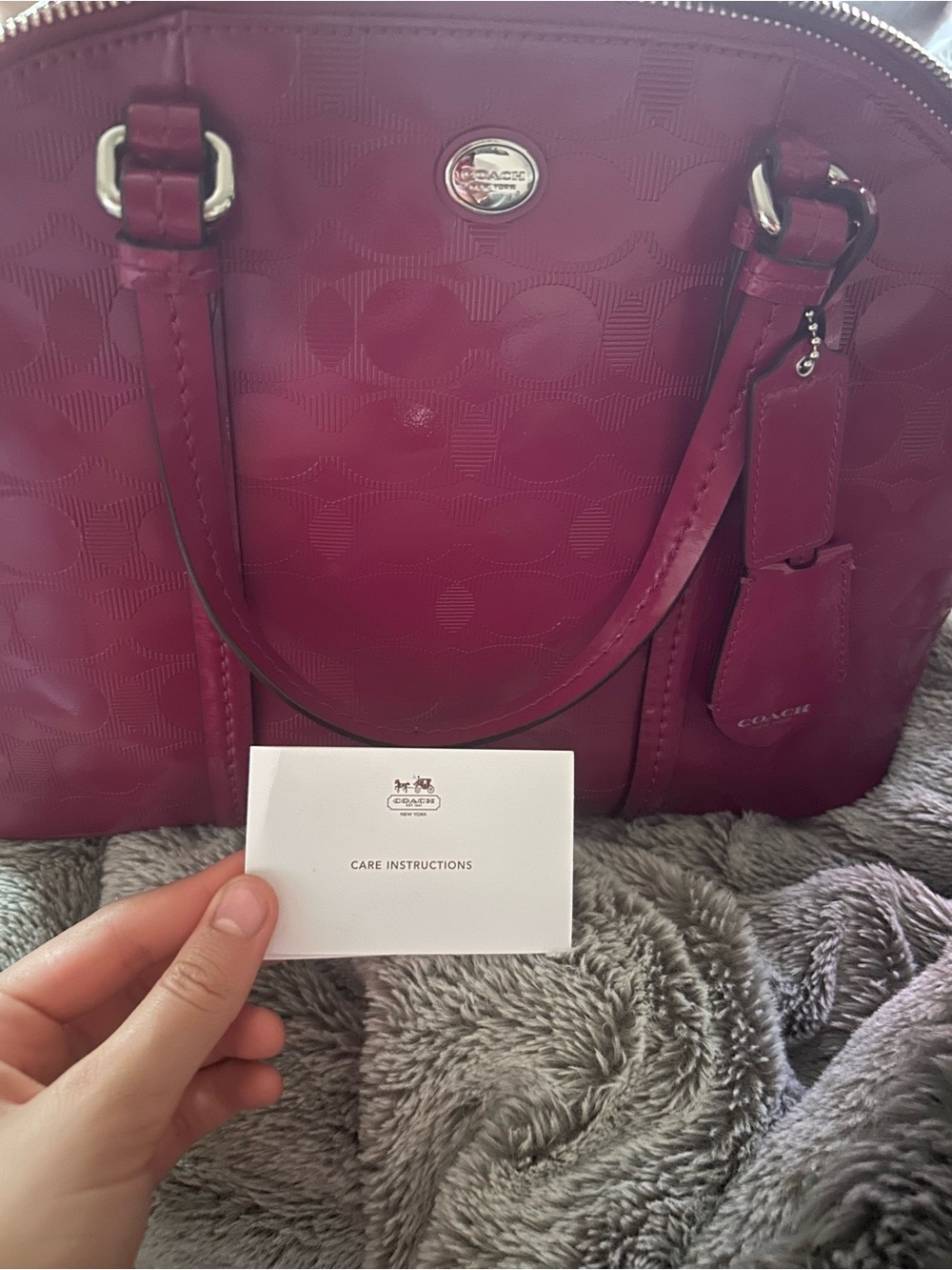 Coach Glossy Patent Dome Satchel - Raspberry